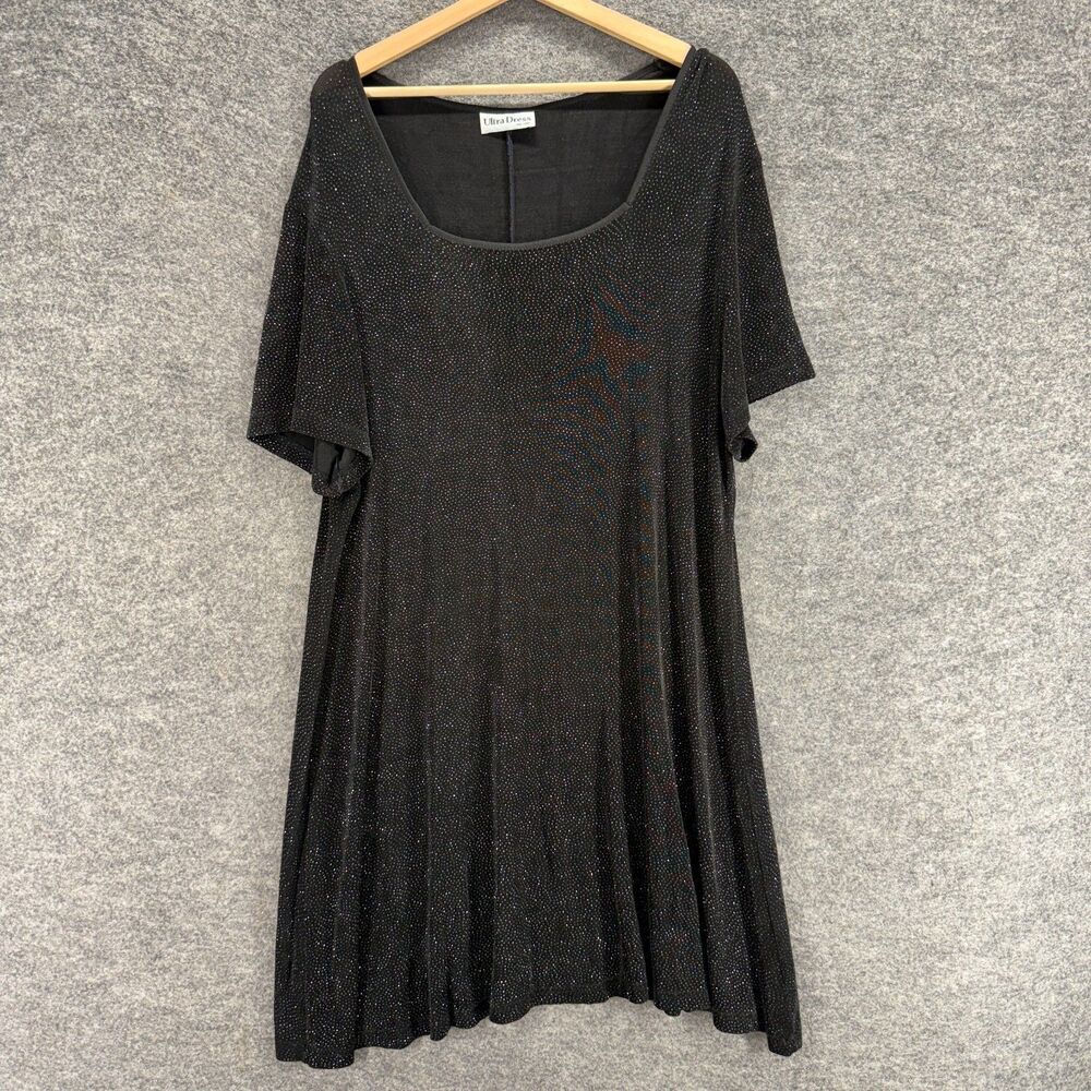 Ultra Dress Dress Women M Medium Black Sheath Midi Square Neck Short Sleeve